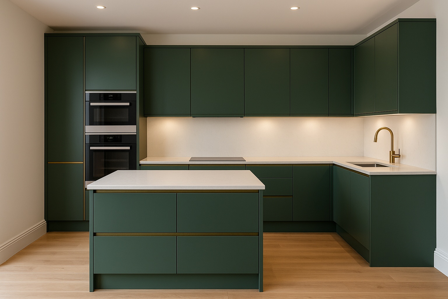 Bespoke kitchen design with island and integrated appliances